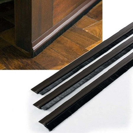 Sottoporta-Pvc-Spazzola-1mt-Marrone-Adesiva-Paraspifferi-Freddo-Porte-Finestre