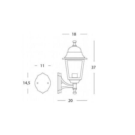 Lanterna da parete "Old Nero" lampada da esterno in alluminio anticato 60 w