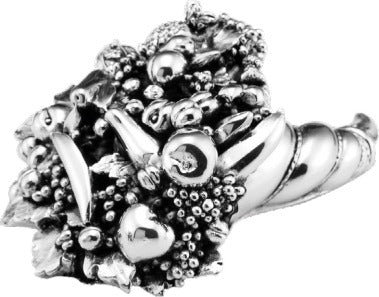 Sovrani-Cornucopia-frutta-resina-13cm-laminato-argento