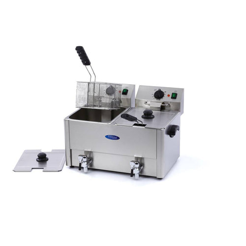 Friggitrice - 2 x 8L - 2 Cestelli - con Rubinetto di Scarico
