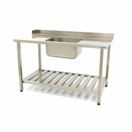 Tavolo per Lavastoviglie - 140 x 75cm - a Destra - con Lavello e Schienale - incl. Ripiano di Stoccaggio