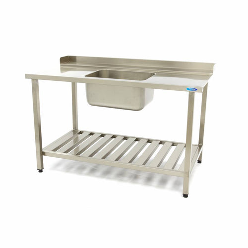 Tavolo per Lavastoviglie - 140 x 75cm - a Destra - con Lavello e Schienale - incl. Ripiano di Stoccaggio