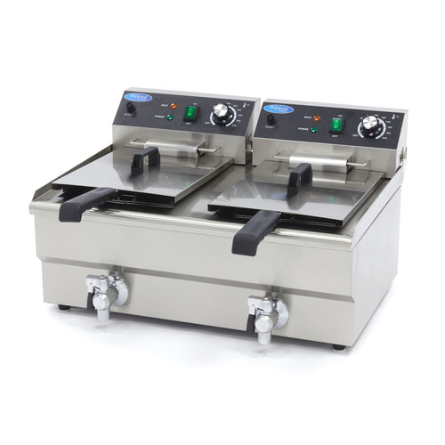 Friggitrice - 2 x 13L - 2 Cestelli - con Rubinetto di Scarico