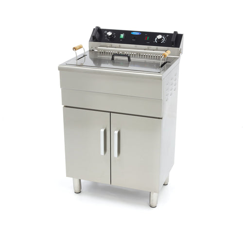 Friggitrice - 30L - 1 Cestello - con Rubinetto di Scarico e Base Armadiata