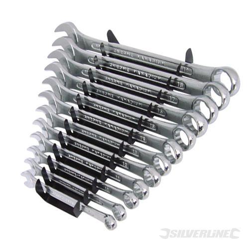 Set chiavi Silverline in acciaio temprato 12 Pezzi da 8 a 19 mm e anello esagonale 15° Silverline