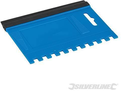 Spatola dentata combinata in plastica lama in gomma misure 125 x 95 mm denti da 6 mm silverline