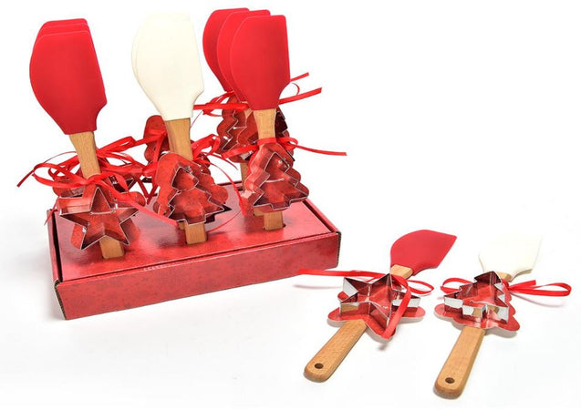 Set spatola con manico in legno con formina per biscotti