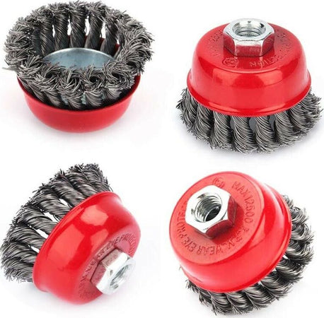 Spazzola-A-Tazza-Fili-Intrecciati-In-Ferro-100-Mm-Per-Smerigliatrice-Attacco-M14-Tools