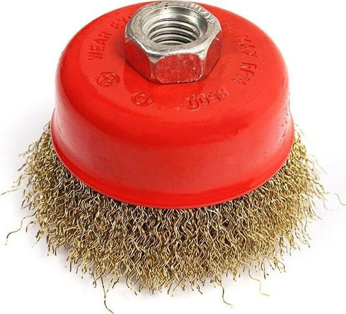 Spazzola-A-Tazza-Per-Smerigliatrice-Fili-In-Acciaio-Ø-100mm-M14-Sgrossa-Metallo-Tools