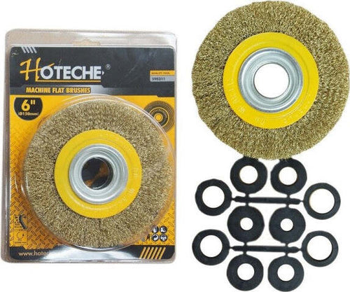 Spazzola-Circolare-Disco-Fili-Acciaio-150-Mm-6''-Per-Smerigliatrice-Mola-Da-Banco