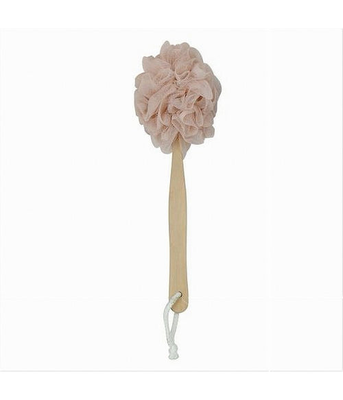 Spazzola Doccia Lava Schiena Spugna A Rete Rosa Esfoliante Manico In Legno 79595
