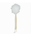 Spazzola Doccia Lava Schiena Spugna Rete Bianca Esfoliante Manico In Legno 79594