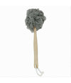Spazzola Doccia Lava Schiena Spugna Rete Grigia Esfoliante Manico In Legno 79599