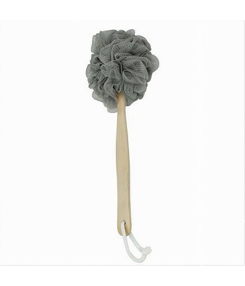 Spazzola Doccia Lava Schiena Spugna Rete Grigia Esfoliante Manico In Legno 79599