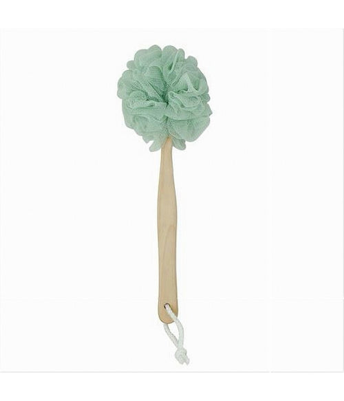 Spazzola Doccia Lava Schiena Spugna Rete Verde Esfoliante Manico In Legno 79596
