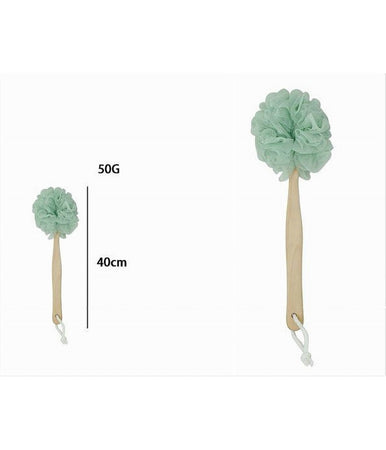 Spazzola Doccia Lava Schiena Spugna Rete Verde Esfoliante Manico In Legno 79596