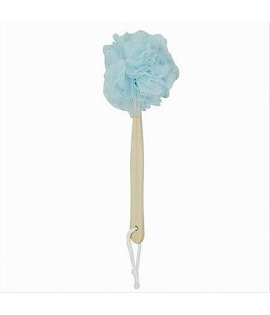 Spazzola Doccia Lavaschiena Spugna Rete Azzurra Esfoliante Manico In Legno 79598