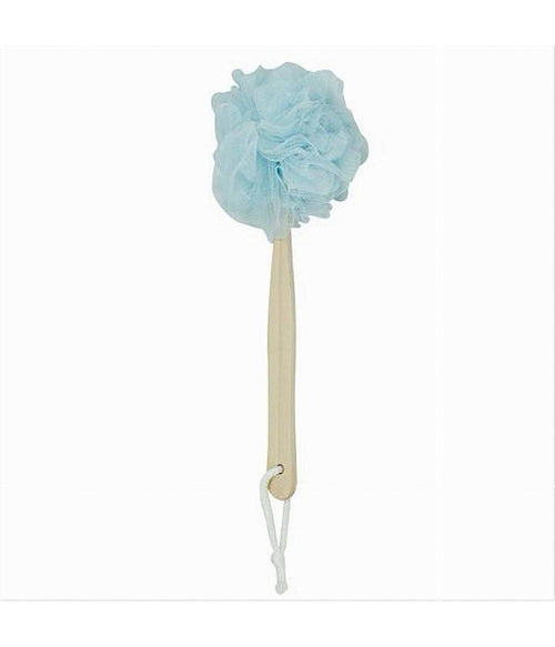 Spazzola Doccia Lavaschiena Spugna Rete Azzurra Esfoliante Manico In Legno 79598