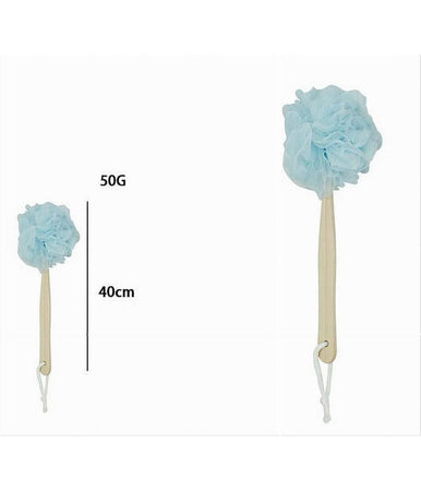 Spazzola Doccia Lavaschiena Spugna Rete Azzurra Esfoliante Manico In Legno 79598