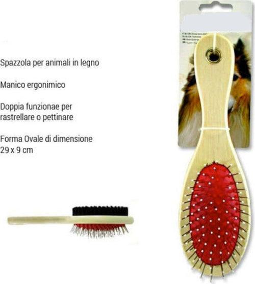 Spazzola Doppia Per Cani Animali Gatti Rastrella Pettina 29x6 Cm Ovale In Legno Prodotti per animali > Prodotti per Cani > Spazzole per Cani Trade Shop italia - Napoli, Commerciovirtuoso.it