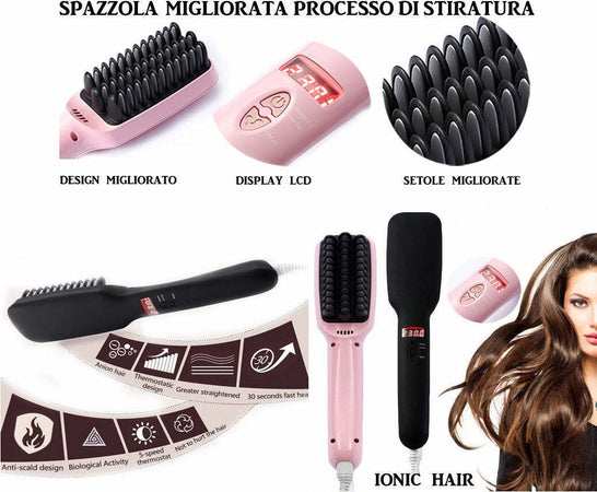 SPAZZOLA IONICA ELETTRICA RISCALDANTE LCD SNODA LISCIA CAPELLI LISCI 2 IN 1 PTC Bellezza/Cura dei capelli/Strumenti per lo styling/Modellatori ad aria calda Trade Shop italia - Napoli, Commerciovirtuoso.it
