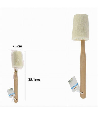 Spazzola Lavaschiena Doccia Spugna Di Luffa Esfoliante Con Manico In Legno 69594