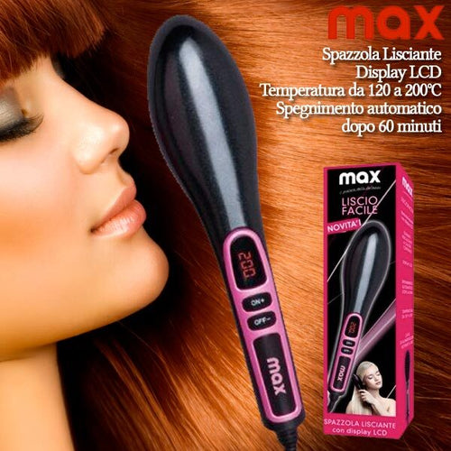 Spazzola-Lisciante-Con-Display-Lcd-A-Calore-Continuo-Scioglinodi-Capelli-Setosi