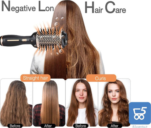 Spazzola Multifunzione per Capelli Hot Air Comb con 3 Temperature e 2 Livelli di Flusso d'Aria per Acconciatura Negativa per tutti i tipi di capelli - EX DEMO