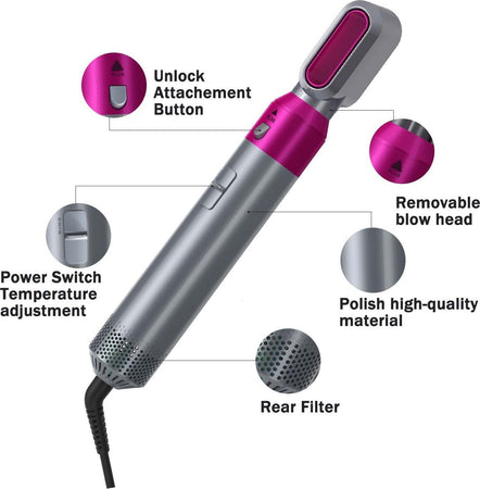 Spazzola Piastra Arricciacapelli Phon Asciugacapelli 5in1 Multifunzione Ceramica Cura dei Capelli > Asciugacapelli > Piastre per capelli > Spazzole per capelli > Accessori per parrucchieri Trade Shop italia - Napoli, Commerciovirtuoso.it