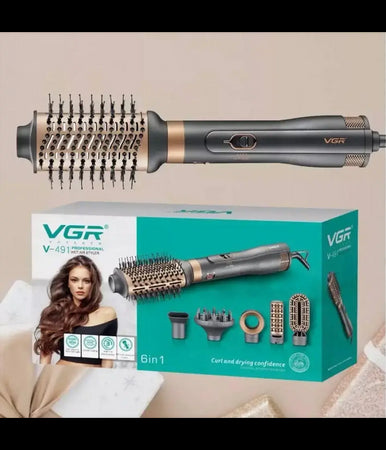 Spazzola Piastra Asciugacapelli Ad Aria Calda 6in1 V-491 Styler Multifunzionale