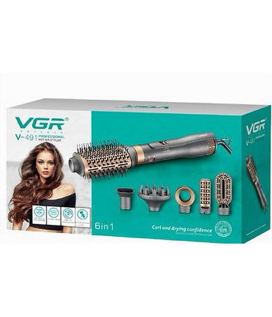 Spazzola Piastra Asciugacapelli Ad Aria Calda 6in1 V-491 Styler Multifunzionale