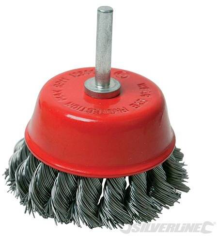 Spazzola rotante a tazza in acciaio a filo ritorto 75mm Silverline per smerigliare