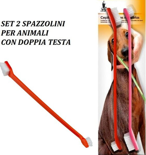 Spazzolini-Set-2-Pezzi-Spazzolino-Spazzola-Denti-Doppia-Testa-Per-Cani-Gatti