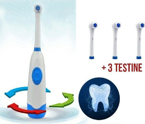 Spazzolino Elettrico Denti Testa Rotante Con 3 Testine Batteria Base Igiene Salute e Bellezza > Cura dei denti > Spazzolini Trade Shop italia - Napoli, Commerciovirtuoso.it