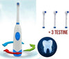Spazzolino-Elettrico-Denti-Testa-Rotante-Con-3-Testine-Batteria-Base-Igiene