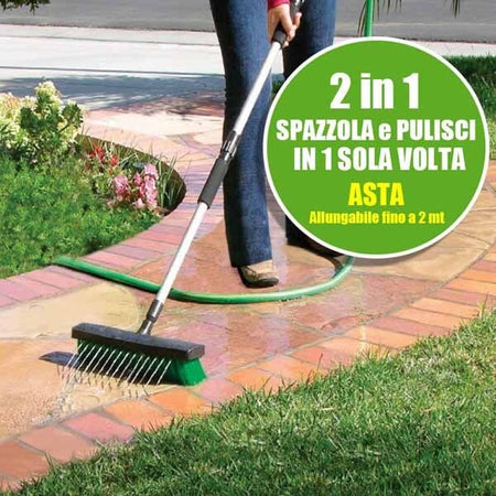 SPAZZOLONE 2 IN 1 SCOPA TELESCOPICA CON GETTO ACQUA PER PULIZIA CASA O ESTERNO  Trade Shop italia - Napoli, Commerciovirtuoso.it