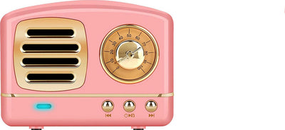 Speaker Bluetooth portatile Vintage HM11 Super Bass USB Aux MicroSD Batteria 400Mah  - ROSA