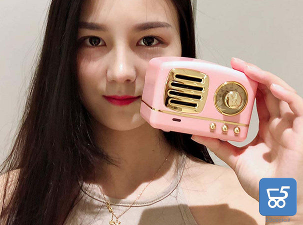 Speaker Bluetooth portatile Vintage HM11 Super Bass USB Aux MicroSD Batteria 400Mah  - ROSA