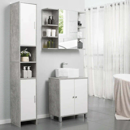 Specchiera-Bagno-a-Parete-con-Anta-e-Mensole-Laterali-in-Legno,-80x19.8x64cm-WD5834-376ED5