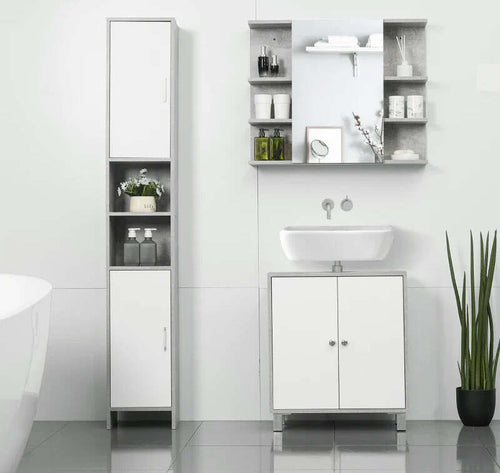 Specchiera-Bagno-a-Parete-con-Anta-e-Mensole-Laterali-in-Legno,-80x19.8x64cm-WD5834-376ED5
