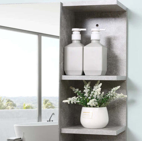 Specchiera-Bagno-a-Parete-con-Anta-e-Mensole-Laterali-in-Legno,-80x19.8x64cm-WD5834-376ED5