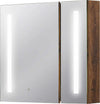 Specchiera-Bagno-con-Luci-LED-Regolabili,-2-Ante-e-Mensola-Regolabile,-70x15x65cm,-Marrone-YH9834-442YH9