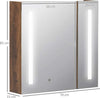 Specchiera-Bagno-con-Luci-LED-Regolabili,-2-Ante-e-Mensola-Regolabile,-70x15x65cm,-Marrone-YH9834-442YH9