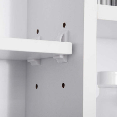 Specchiera-Bagno-con-Mensole-Aperte-e-Armadietto-con-Anta-Specchiata,-Mobiletto-Bagno-Salvaspazio-Bianco,-100x15x70cm-GT6834-419GT6