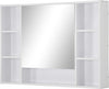 Specchiera-Bagno-con-Mensole-Aperte-e-Armadietto-con-Anta-Specchiata,-Mobiletto-Bagno-Salvaspazio-Bianco,-100x15x70cm-GT6834-419GT6