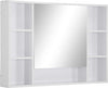 Specchiera-Bagno-con-Mensole-Aperte-e-Armadietto-con-Anta-Specchiata,-Mobiletto-Bagno-Salvaspazio-Bianco,-100x15x70cm-GT6834-419GT6