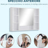 Specchiera-Bagno-con-Mensole-Aperte-e-Armadietto-con-Anta-Specchiata,-Mobiletto-Bagno-Salvaspazio-Bianco,-100x15x70cm-GT6834-419GT6