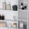 Specchiera-Bagno-con-Mensole-Aperte-e-Armadietto-con-Anta-Specchiata,-Mobiletto-Bagno-Salvaspazio-Bianco,-100x15x70cm-GT6834-419GT6