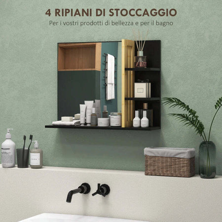 Specchiera-Bagno-Moderna-da-Parete-a-4-Ripiani-in-Legno,-45x15x58.5cm,-Nero-KL6834-673V00BKKL6