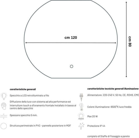 Specchio-5-mm-Semicircolare-Retroilluminato-Led-Interruttore-Touch